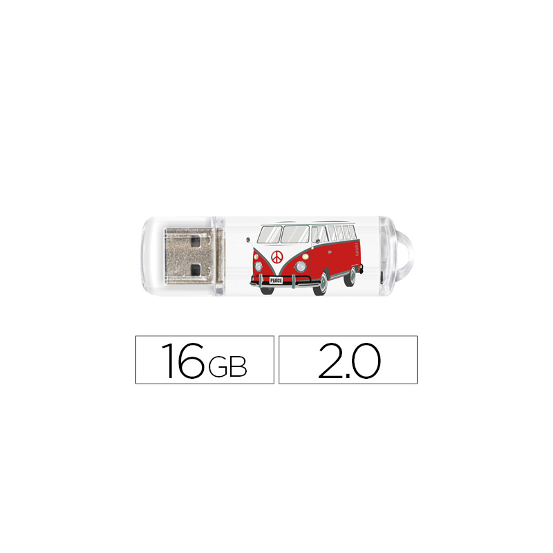 Memoria usb techonetech flash drive 16 gb 2.0 camper van-van