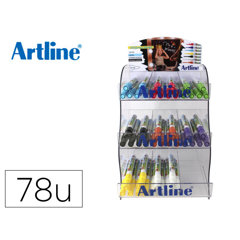 Rotulador artline pizarra epd-4 opaque ink board punta redonda 2 mm expositor de 78 unidades colores surtidos