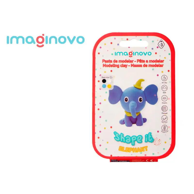 Pasta para modelar imaginovo de secado al aire set de colores surtidos con instrucciones elefante