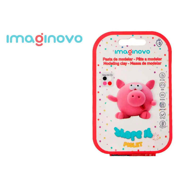 Pasta para modelar imaginovo de secado al aire set de colores surtidos con instrucciones cerdito