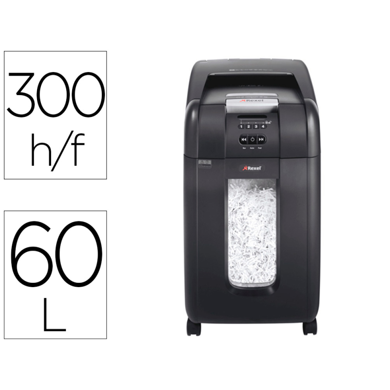 Destructora de documentos rexel optimum autofeed+ 300x eu capacidad de corte 300 hojas destruye grapas y clips