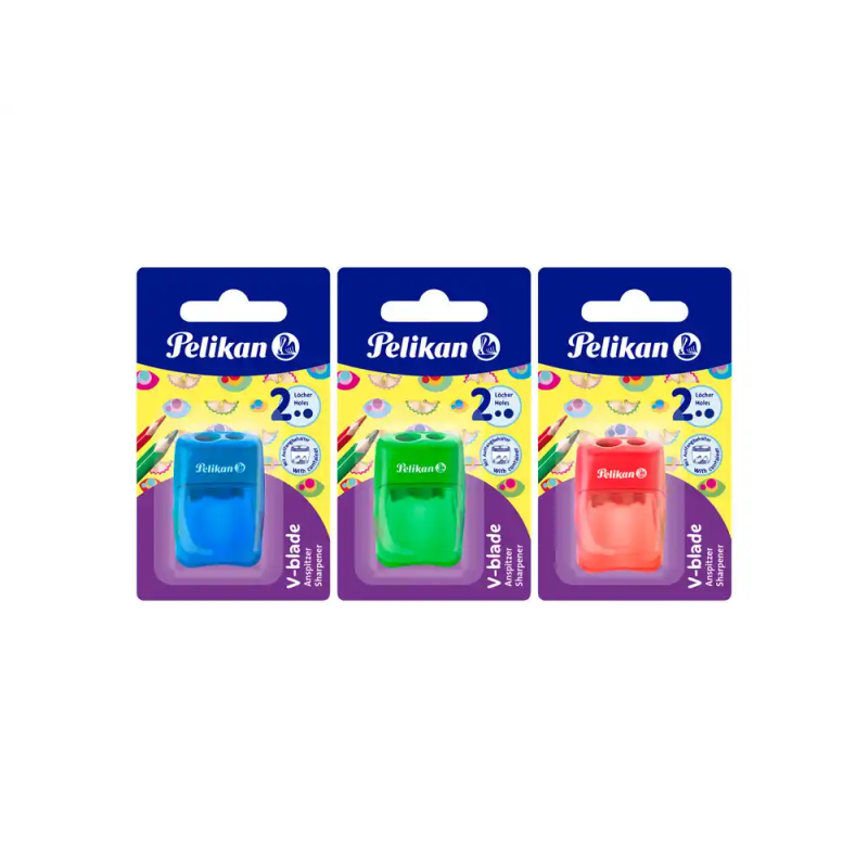 Sacapuntas pelikan 2 usos v-blade plastico con desposito extra grande blister de 1 unidad