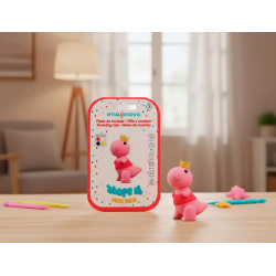 Pasta para modelar imaginovo de secado al aire set de colores surtidos con instrucciones dinosaurio rosa