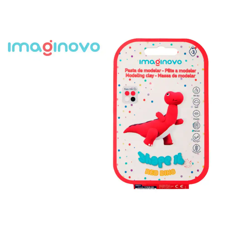Pasta para modelar imaginovo de secado al aire set de colores surtidos con instrucciones dinosaurio rojo