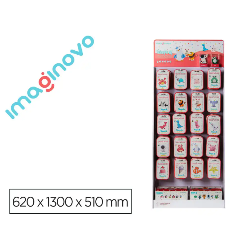 Expositor pasta para modelar imaginovo de secado al aire set de colores con 20 ganchos 64 unidades 620x1300x500 mm
