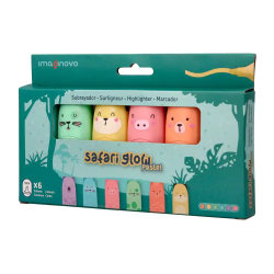 Rotulador imaginovo fluorescente safari glow pastel animales caja 6 unidades surtidas