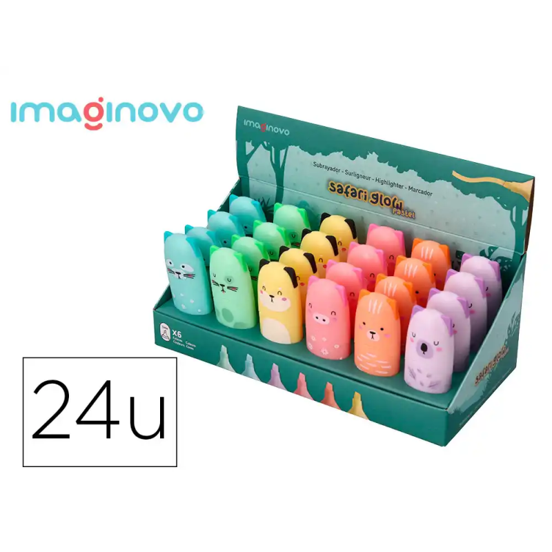 Rotulador imaginovo fluorescente safari glow pastel animales surtidos