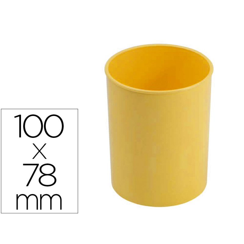 Cubilete portalapices faibo amarillo pastel opaco plastico diametro 78 mm alt0 100 mm