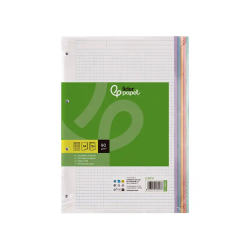 Recambio liderpapel a4 120 hojas 90gr cuadro 5 mm 4 taladros bandas de 5 colores pasteles