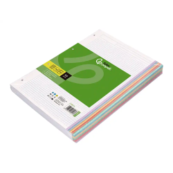 Recambio liderpapel a4 120 hojas 90gr cuadro 5 mm 4 taladros bandas de 5 colores pasteles