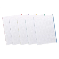 Recambio liderpapel a4 120 hojas 90gr cuadro 5 mm 4 taladros bandas de 5 colores pasteles