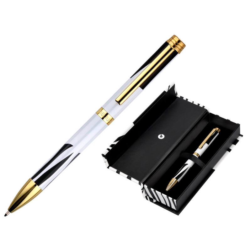 Boligrafo belius dualita cuerpo blanco color negro tinta azul caja de diseño