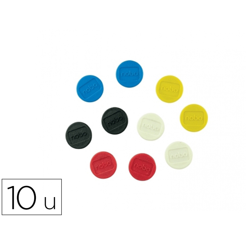 Iman para sujecion nobo 24 mm diametro caja de 10 unidades colores surtidos