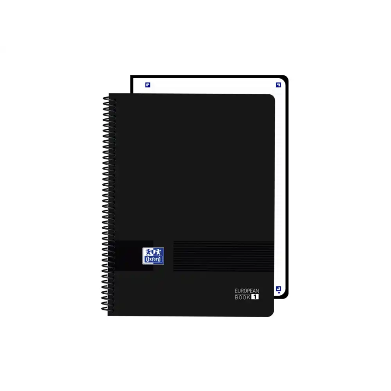 Cuaderno espiral oxford europeanbook 1 live&go tapa plastico din a4+ 80 hojas cuadro 5 mm color negro