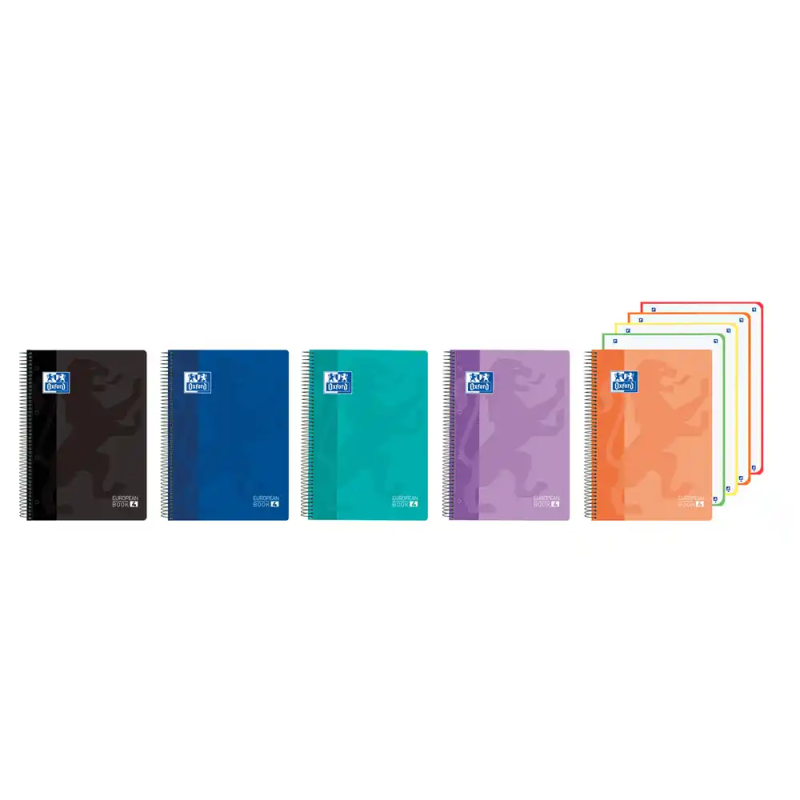 Cuaderno espiral oxford europeanbook 4 classic tapa plastico din a5+ 120 hojas cuadro 5 mm colores vivos