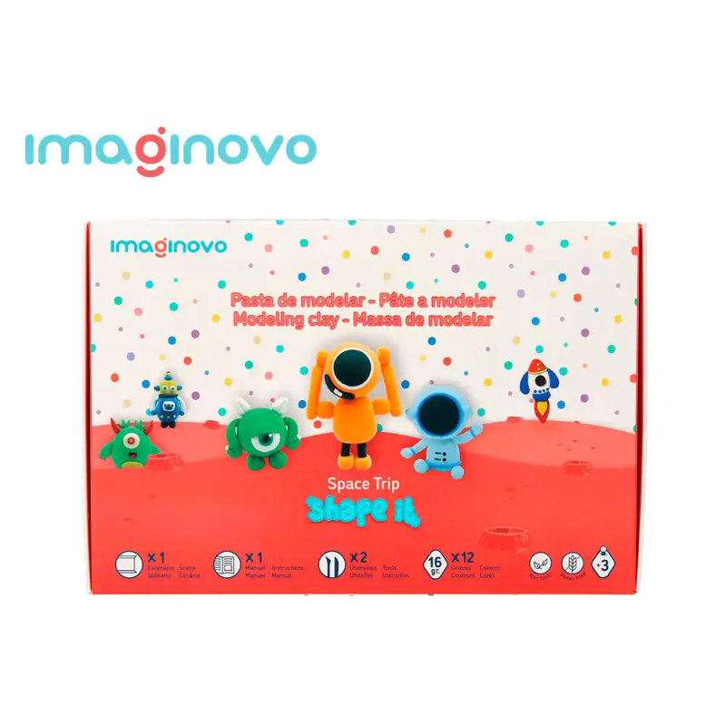 Pasta para modelar imaginovo de secado al aire set de 12 colores shape it space trip herramientas e instrucciones