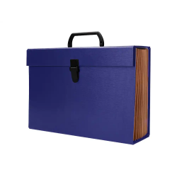 Maletin liderpapel con fuelle y asa carton forrado 19 departamentos 255x390x120 mm color azul