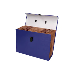 Maletin liderpapel con fuelle y asa carton forrado 19 departamentos 255x390x120 mm color azul