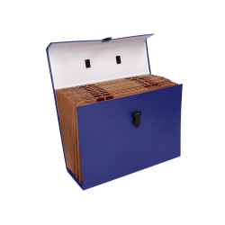 Maletin liderpapel con fuelle y asa carton forrado 19 departamentos 255x390x120 mm color azul