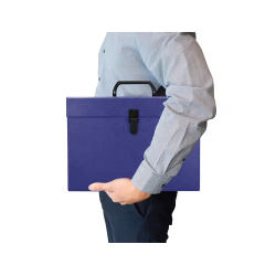 Maletin liderpapel con fuelle y asa carton forrado 19 departamentos 255x390x120 mm color azul