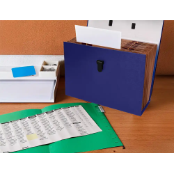 Maletin liderpapel con fuelle y asa carton forrado 19 departamentos 255x390x120 mm color azul