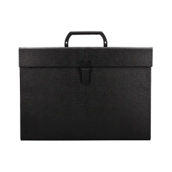 Maletin liderpapel con fuelle y asa carton forrado 19 departamentos 255x390x120 mm color negro