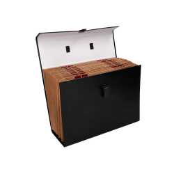 Maletin liderpapel con fuelle y asa carton forrado 19 departamentos 255x390x120 mm color negro