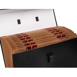 Maletin liderpapel con fuelle y asa carton forrado 19 departamentos 255x390x120 mm color negro