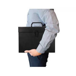 Maletin liderpapel con fuelle y asa carton forrado 19 departamentos 255x390x120 mm color negro