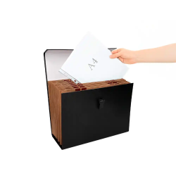 Maletin liderpapel con fuelle y asa carton forrado 19 departamentos 255x390x120 mm color negro