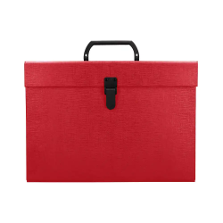 Maletin liderpapel con fuelle y asa carton forrado 19 departamentos 255x390x120 mm color rojo