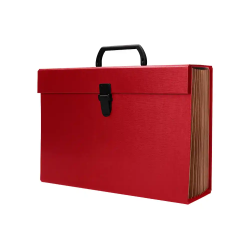 Maletin liderpapel con fuelle y asa carton forrado 19 departamentos 255x390x120 mm color rojo
