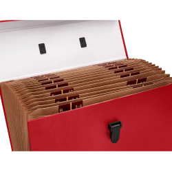 Maletin liderpapel con fuelle y asa carton forrado 19 departamentos 255x390x120 mm color rojo