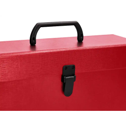 Maletin liderpapel con fuelle y asa carton forrado 19 departamentos 255x390x120 mm color rojo