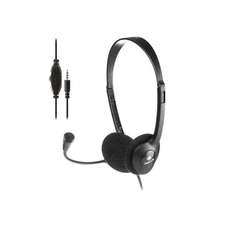 Auricular ngs headset ms103 max con microfono y control de volumen longitud cable 1,5 mt color negro