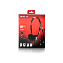 Auricular ngs headset ms103 max con microfono y control de volumen longitud cable 1,5 mt color negro