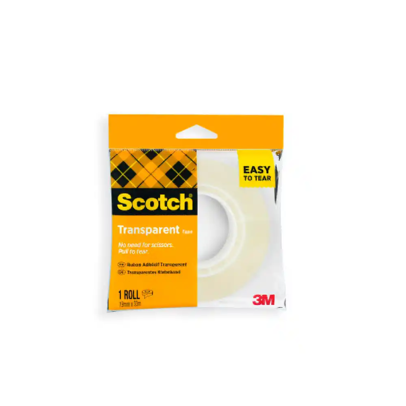 Cinta adhesiva scotch 508 transparente 33x19 mm facil de cortar encelofada individual