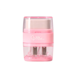 Goma de borrar liderpapel rectangular con protector plastico sacapuntas 2 usos colores surtidos