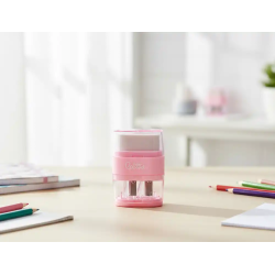 Goma de borrar liderpapel rectangular con protector plastico sacapuntas 2 usos colores surtidos