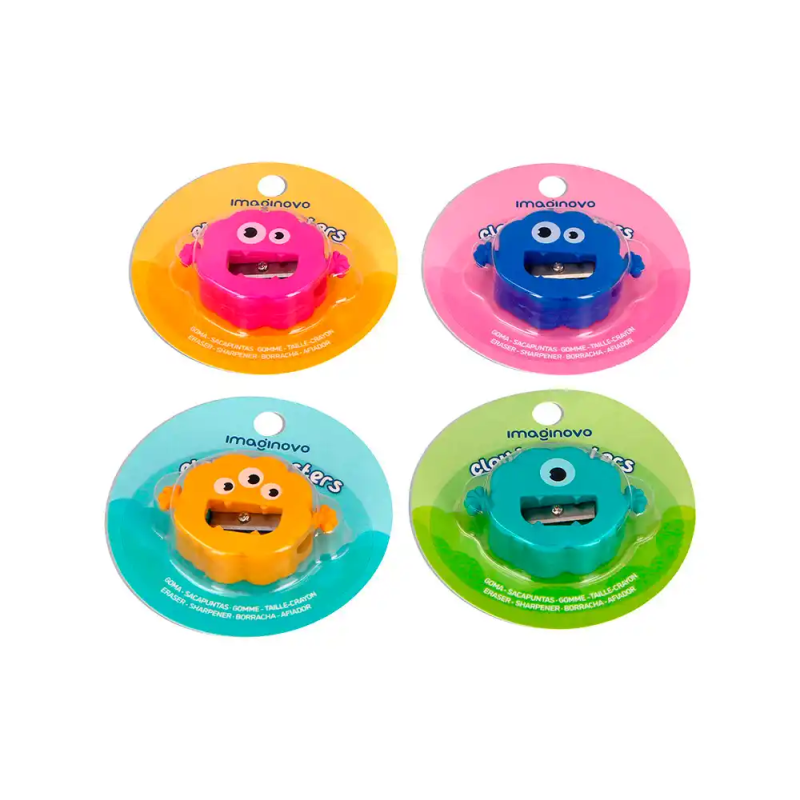 Goma de borrar imaginovo erase it monstruo con sacapuntas colores surtidos