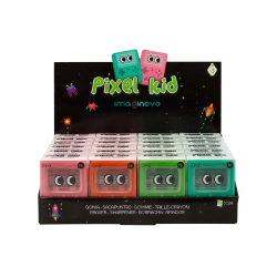 Goma de borrar imaginovo erase it consola con sacapuntas colores surtidos