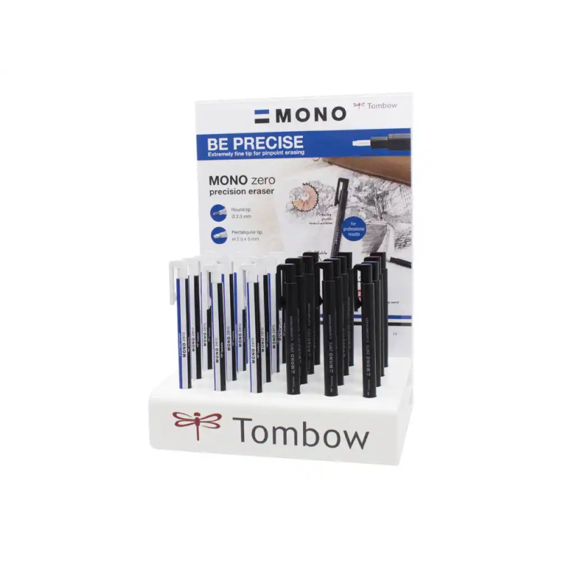 Portagomas tombow mono zero expositor de 24 unidades puntas surtidas