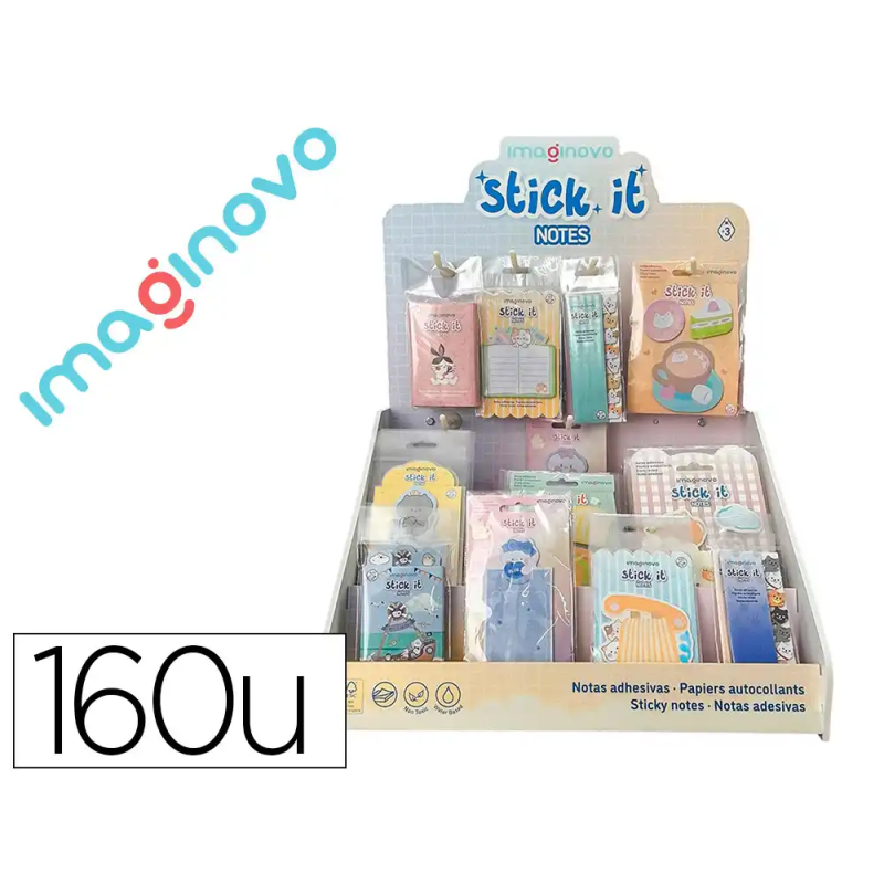 Bloc notas adhesivas imaginovo expositor sobremesa pvc 160 unidades surtidas 310x270x420 mm