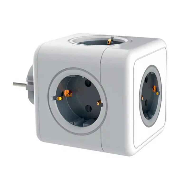 Regleta q-connect de cubo enchufe multiple power cube 5 en 1 directo a pared 5 tomas de corriente 75x75x112mm