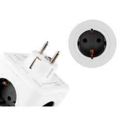 Regleta q-connect de cubo enchufe multiple power cube 5 en 1 directo a pared 5 tomas de corriente 75x75x112mm