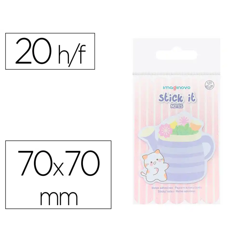 Bloc notas adhesivas imaginovo meow 20 hojas florero 70x70 mm