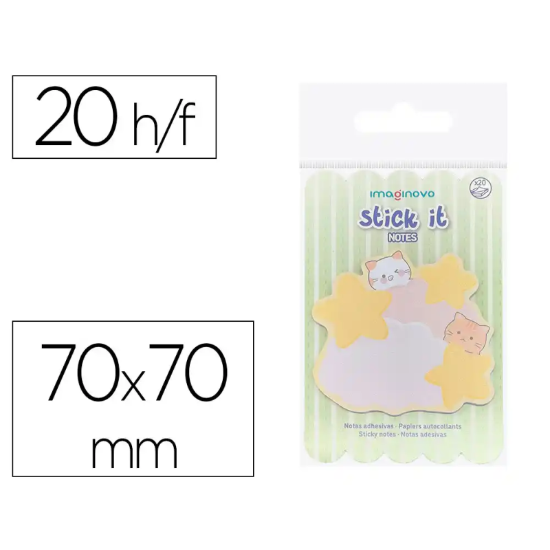 Bloc notas adhesivas imaginovo meow 20 hojas nubes 70x70 mm