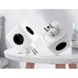 Regleta q-connect de cubo enchufe multiple power cube 5 en 1 directo a pared 5 tomas de corriente 75x75x112mm