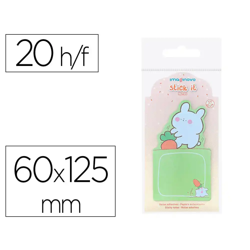 Bloc notas adhesivas imaginovo bunny con soporte 20 hojas verde 60x125 mm