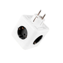 Regleta q-connect de cubo enchufe multiple power cube 5 en 1 directo a pared 5 tomas de corriente 75x75x112mm